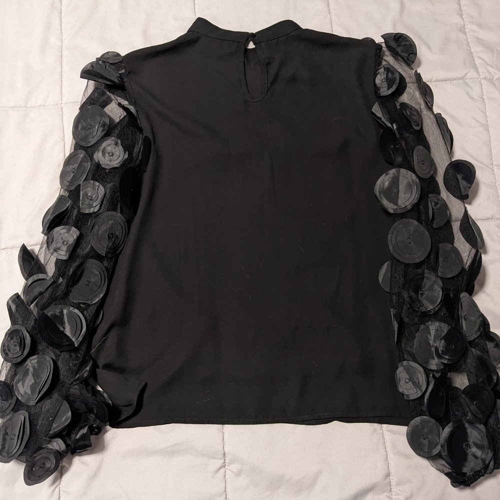 Black Blouse with Puffy Sleeves